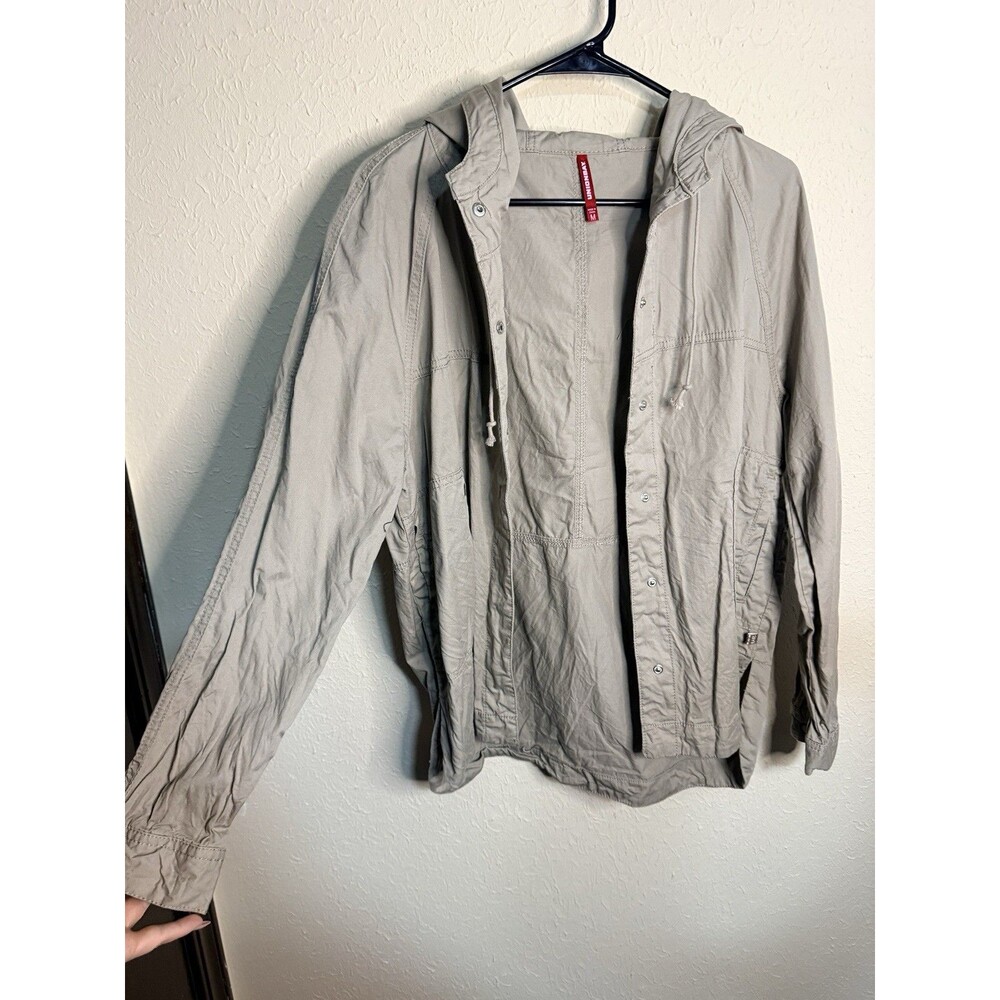 Tan Size Medium Union Bay Cargo Military Style Hooded Button Up Jacket Women’s
